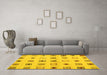 Machine Washable Solid Yellow Modern Rug in a Living Room, wshcon1496yw