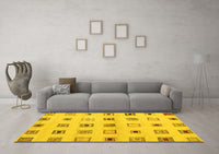 Machine Washable Solid Yellow Modern Rug, wshcon1496yw