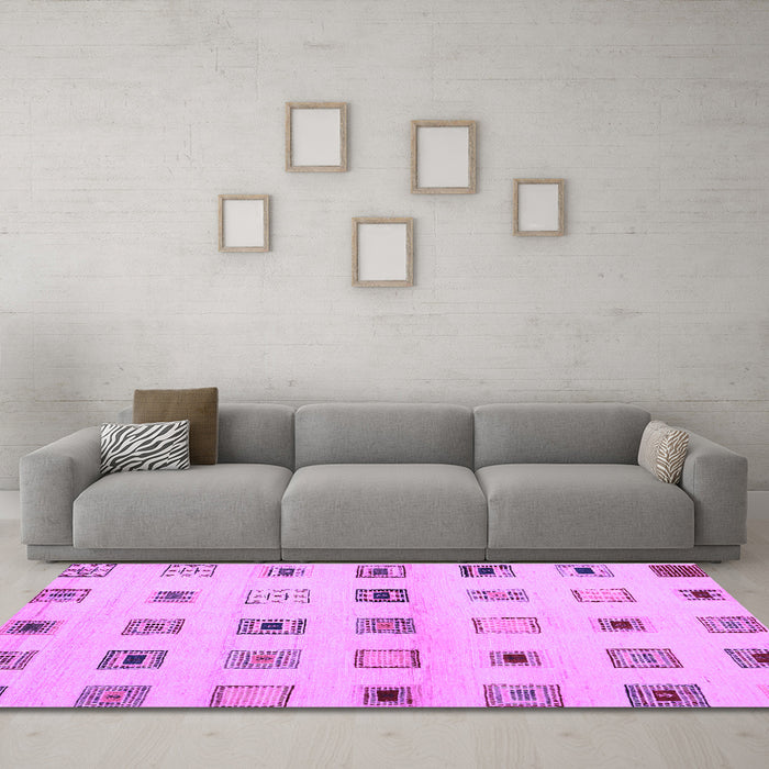 Machine Washable Solid Purple Modern Area Rugs in a Living Room, wshcon1496pur