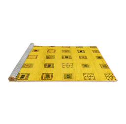 Sideview of Machine Washable Solid Yellow Modern Rug, wshcon1496yw