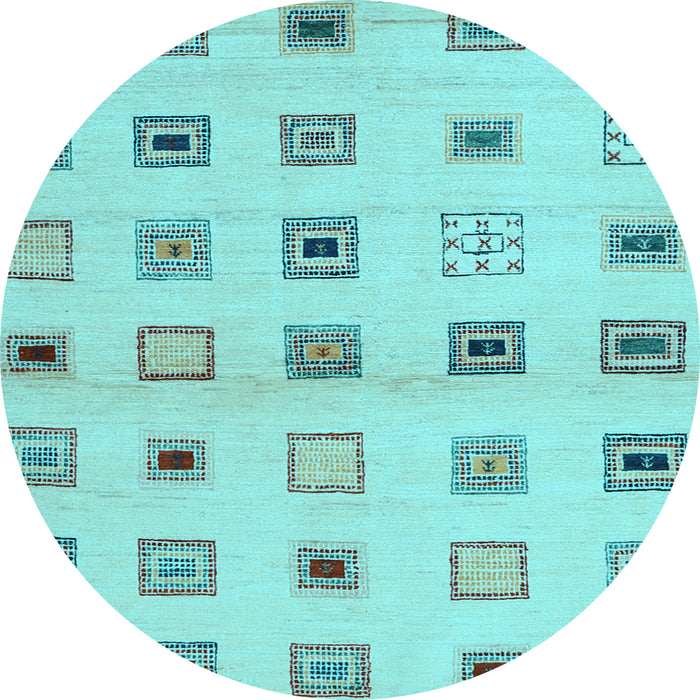 Round Machine Washable Solid Light Blue Modern Rug, wshcon1496lblu