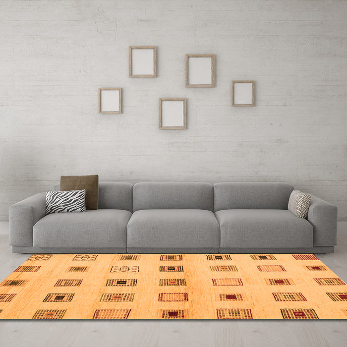 Machine Washable Solid Orange Modern Area Rugs in a Living Room, wshcon1496org