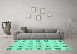 Machine Washable Solid Turquoise Modern Area Rugs in a Living Room,, wshcon1496turq