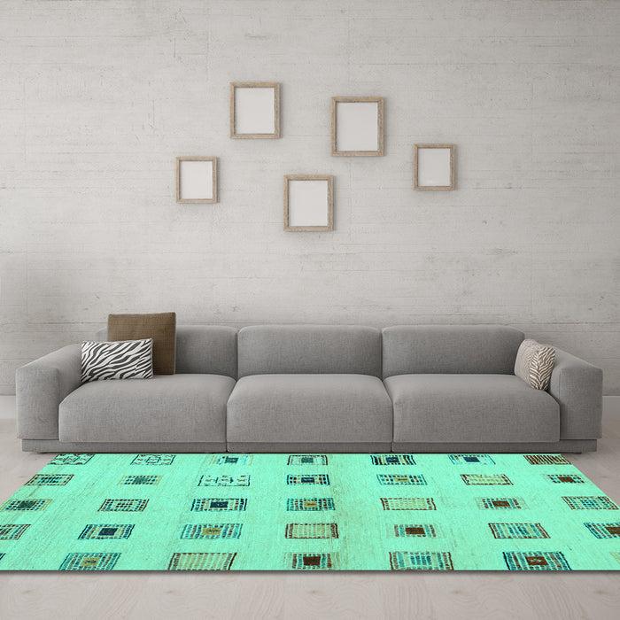 Machine Washable Solid Turquoise Modern Area Rugs in a Living Room,, wshcon1496turq