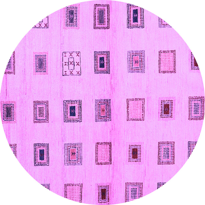 Round Machine Washable Solid Purple Modern Area Rugs, wshcon1496pur
