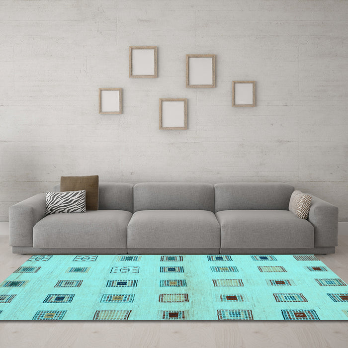 Machine Washable Solid Light Blue Modern Rug in a Living Room, wshcon1496lblu