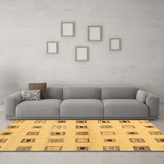 Machine Washable Solid Brown Modern Rug in a Living Room,, wshcon1496brn