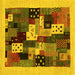 Square Machine Washable Abstract Yellow Contemporary Rug, wshcon1497yw