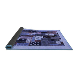 Sideview of Abstract Blue Contemporary Rug, con1497blu