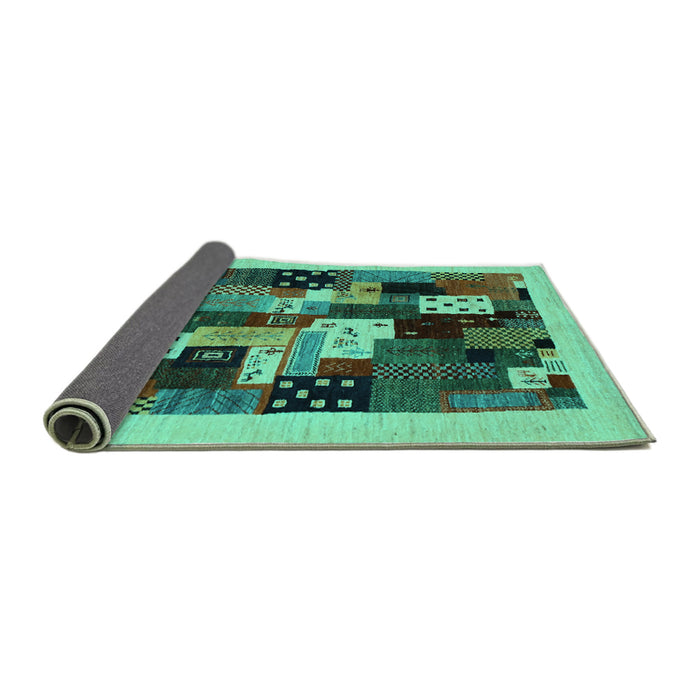 Sideview of Abstract Turquoise Contemporary Rug, con1497turq