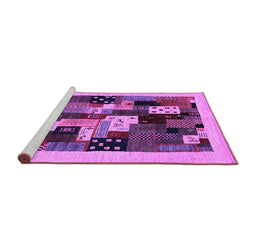 Sideview of Machine Washable Abstract Purple Contemporary Area Rugs, wshcon1497pur