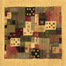 Square Abstract Brown Contemporary Rug, con1497brn