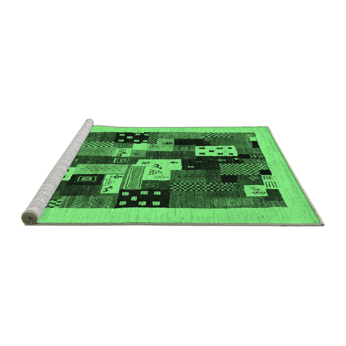 Sideview of Machine Washable Abstract Emerald Green Contemporary Area Rugs, wshcon1497emgrn