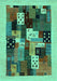 Abstract Turquoise Contemporary Rug, con1497turq