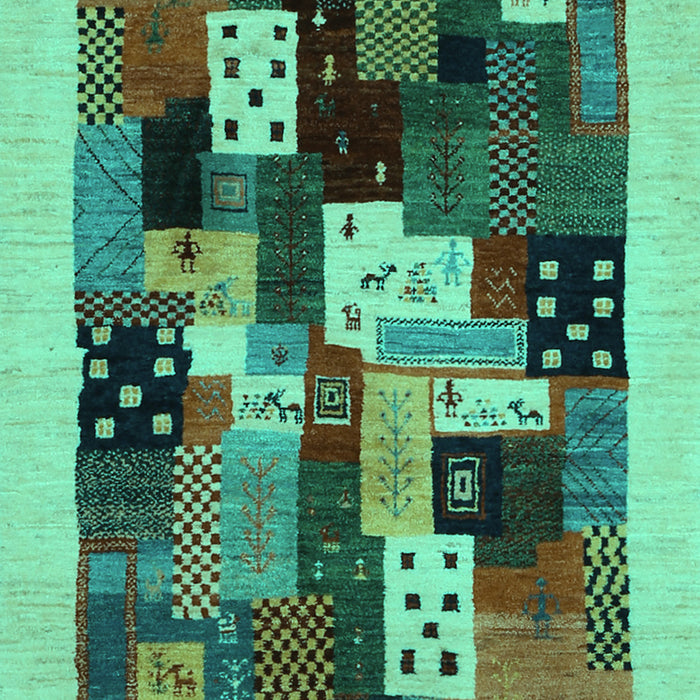 Abstract Turquoise Contemporary Rug, con1497turq