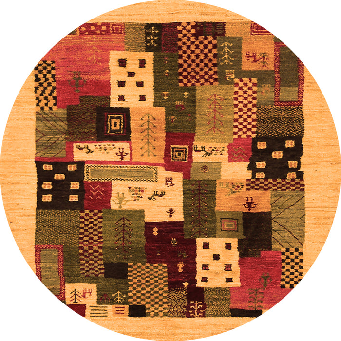 Square Abstract Orange Contemporary Rug, con1497org