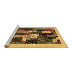 Sideview of Machine Washable Abstract Brown Contemporary Rug, wshcon1497brn