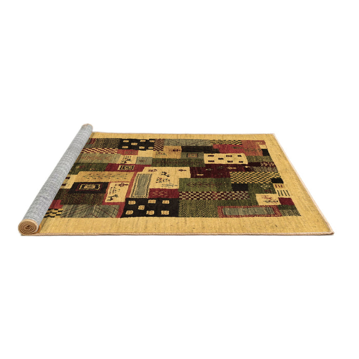 Sideview of Machine Washable Abstract Brown Contemporary Rug, wshcon1497brn