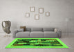 Machine Washable Abstract Green Contemporary Area Rugs in a Living Room,, wshcon1497grn