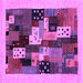 Square Machine Washable Abstract Purple Contemporary Area Rugs, wshcon1497pur