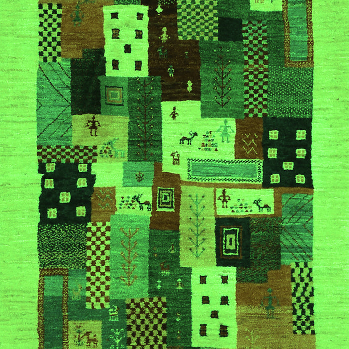 Serging Thickness of Machine Washable Abstract Green Contemporary Area Rugs, wshcon1497grn