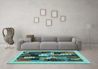 Machine Washable Abstract Light Blue Contemporary Rug, wshcon1497lblu
