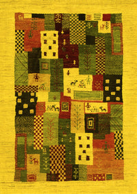 Abstract Yellow Contemporary Rug, con1497yw