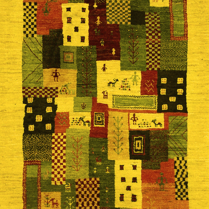 Abstract Yellow Contemporary Rug, con1497yw