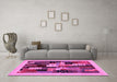 Machine Washable Abstract Pink Contemporary Rug in a Living Room, wshcon1497pnk