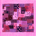 Square Abstract Pink Contemporary Rug, con1497pnk