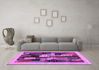 Machine Washable Abstract Purple Contemporary Rug, wshcon1497pur