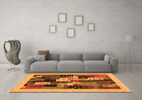 Machine Washable Abstract Orange Contemporary Rug, wshcon1497org