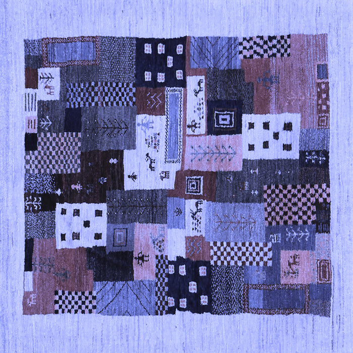 Square Abstract Blue Contemporary Rug, con1497blu