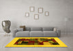 Machine Washable Abstract Yellow Contemporary Rug in a Living Room, wshcon1498yw