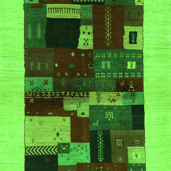 Serging Thickness of Machine Washable Abstract Green Contemporary Area Rugs, wshcon1498grn