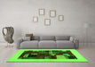 Machine Washable Abstract Green Contemporary Area Rugs in a Living Room,, wshcon1498grn