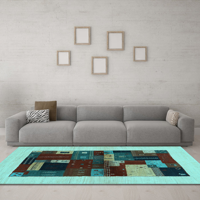 Machine Washable Abstract Light Blue Contemporary Rug in a Living Room, wshcon1498lblu
