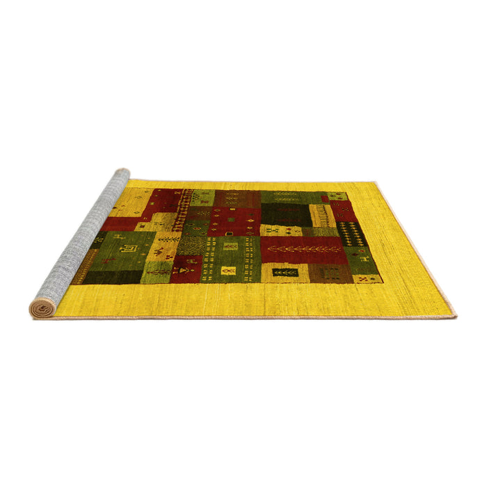 Sideview of Machine Washable Abstract Yellow Contemporary Rug, wshcon1498yw