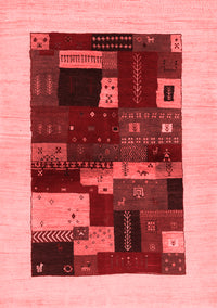 Abstract Red Contemporary Rug, con1498red