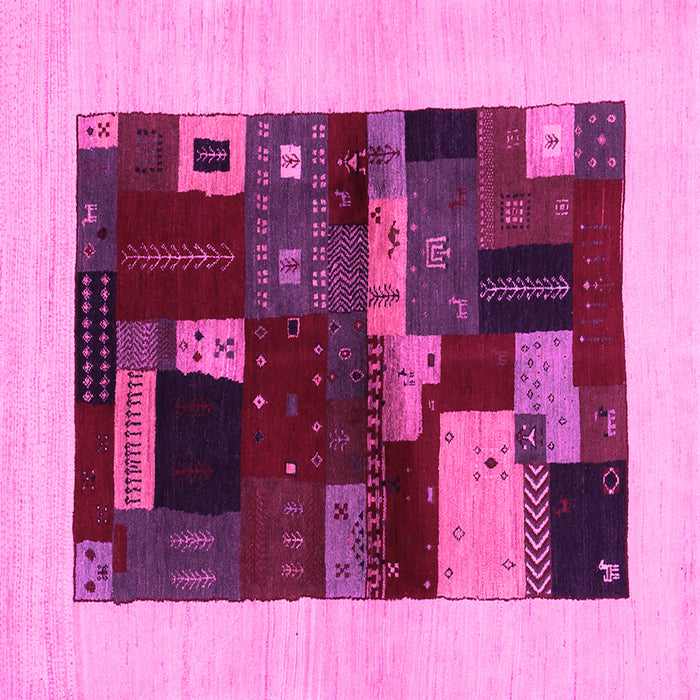 Square Machine Washable Abstract Pink Contemporary Rug, wshcon1498pnk