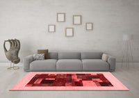 Machine Washable Abstract Red Contemporary Rug, wshcon1498red