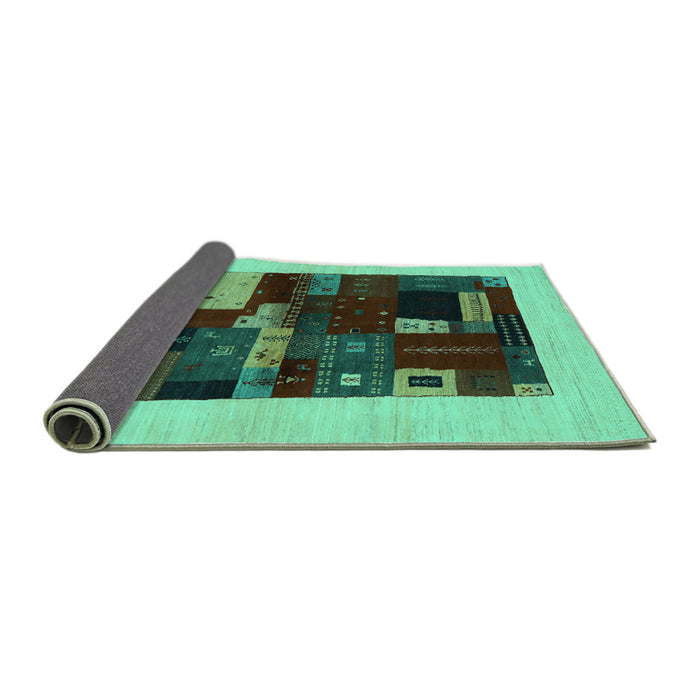 Sideview of Abstract Turquoise Contemporary Rug, con1498turq