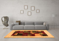 Machine Washable Abstract Orange Contemporary Rug, wshcon1498org