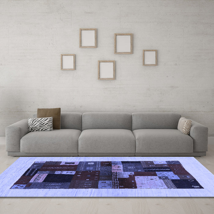 Machine Washable Abstract Blue Contemporary Rug in a Living Room, wshcon1498blu