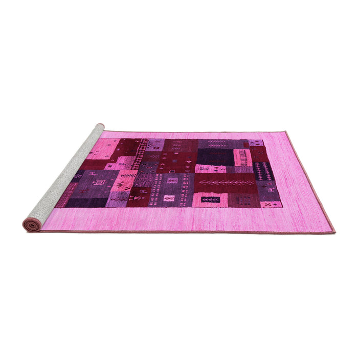 Sideview of Machine Washable Abstract Pink Contemporary Rug, wshcon1498pnk