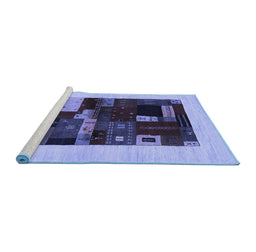 Sideview of Machine Washable Abstract Blue Contemporary Rug, wshcon1498blu