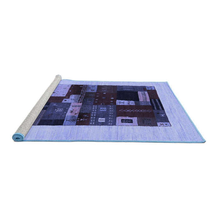 Sideview of Machine Washable Abstract Blue Contemporary Rug, wshcon1498blu