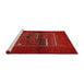 Serging Thickness of Machine Washable Contemporary Red Rug, wshcon1499