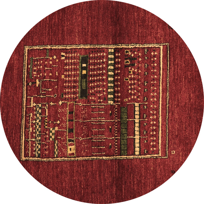 Round Machine Washable Abstract Brown Contemporary Rug, wshcon1499brn