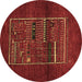 Round Machine Washable Abstract Brown Contemporary Rug, wshcon1499brn